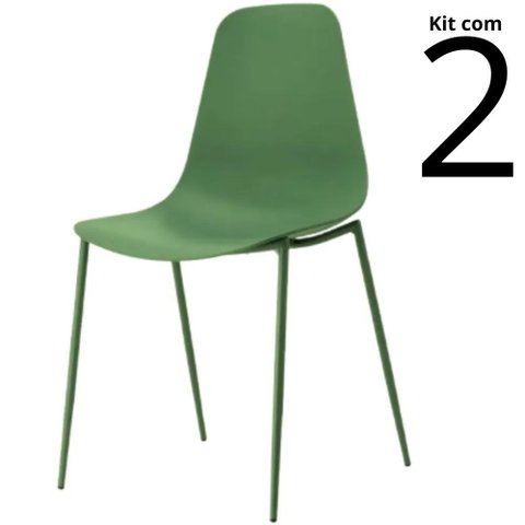 Conjunto 2 Cadeiras Miami Base Aço - Verde Oliva
