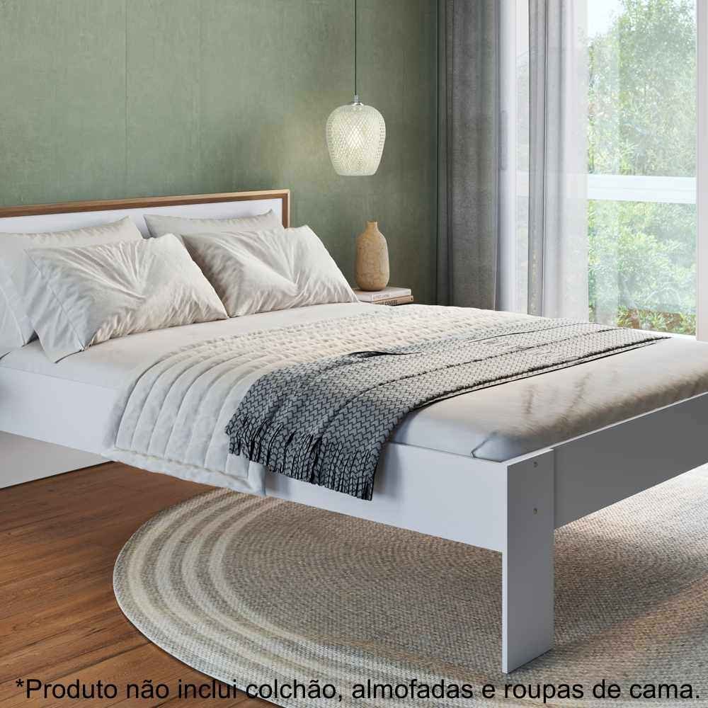 Cama de Casal para Colchão de 190x140cm Los Angeles Branco Cm140 Art In Móveis - 2