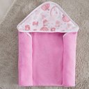 Ver imagem 2 de Toalha Capuz Bebê 70x70cm Malha Atoalhada Pássaro Rosa