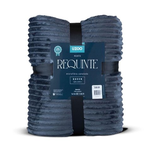 Manta Microfibra Requinte Queen Canelada 220x240cm - Uzoo Manta Microfibra Flannel Requinte Queen