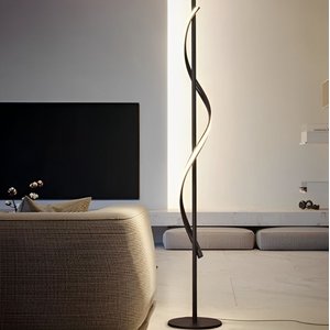 Luminária Chão Moderna Luxo Slim Perfil Led Integrado Onda 1,35 - Preto