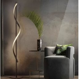 Luminária Chão Moderna Luxo Slim Perfil Led Integrado Onda 1,35 - Preto - 5