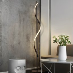 Luminária Chão Moderna Luxo Slim Perfil Led Integrado Onda 1,35 - Preto - 2