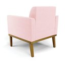 Ver imagem 2 de Poltrona Decorativa Pés Fixo em Madeira Castanho Suede Rosa Bebê
