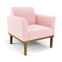 Ver imagem 1 de Poltrona Decorativa Pés Fixo em Madeira Castanho Suede Rosa Bebê