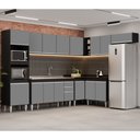 Ver imagem 2 de Armário de Cozinha Modulada de Canto 8 Peças CP09 Balcão com Pia Inox Preto/Cinza - Lumil Lumil Móve