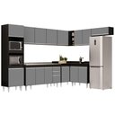 Ver imagem 1 de Armário de Cozinha Modulada de Canto 8 Peças CP09 Balcão com Pia Inox Preto/Cinza - Lumil Lumil Móve
