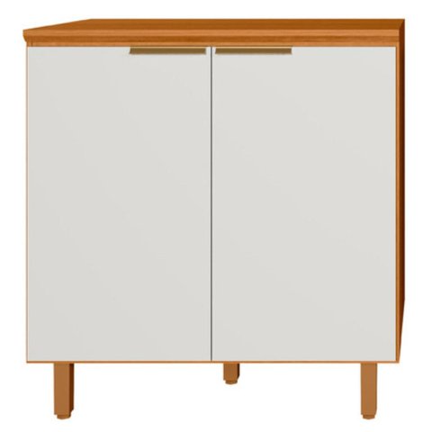Balcao com Tampo 2 Portas 80 cm MDF Bari Freijo Off Acetinado Poliman