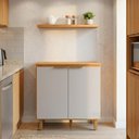 Ver imagem 4 de Balcao com Tampo 2 Portas 80 cm MDF Bari Freijo Off Acetinado Poliman