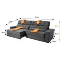 Ver imagem 3 de Sofá Retrátil Reclinável 250cm Albany Suede Velut com Molas Ensacadas - King House