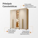 Ver imagem 3 de Guarda Roupa Austria Reflecta 5 Portas 3 Gavetas Cabideiro Prateleiras Quarto - Cinamomo/off-white