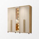 Ver imagem 6 de Guarda Roupa Austria Reflecta 5 Portas 3 Gavetas Cabideiro Prateleiras Quarto - Cinamomo/off-white