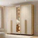 Ver imagem 1 de Guarda Roupa Austria Reflecta 5 Portas 3 Gavetas Cabideiro Prateleiras Quarto - Cinamomo/off-white