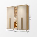 Ver imagem 4 de Guarda Roupa Austria Reflecta 5 Portas 3 Gavetas Cabideiro Prateleiras Quarto - Cinamomo/off-white