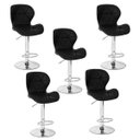 Ver imagem 1 de Conjunto 05 Banquetas Slim Couro Pu Regulagem de Altura - Preta Preto