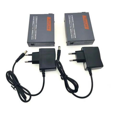 Três Pares Conversor Mídia Gigabit Par A+b Fibra Óptica 20km