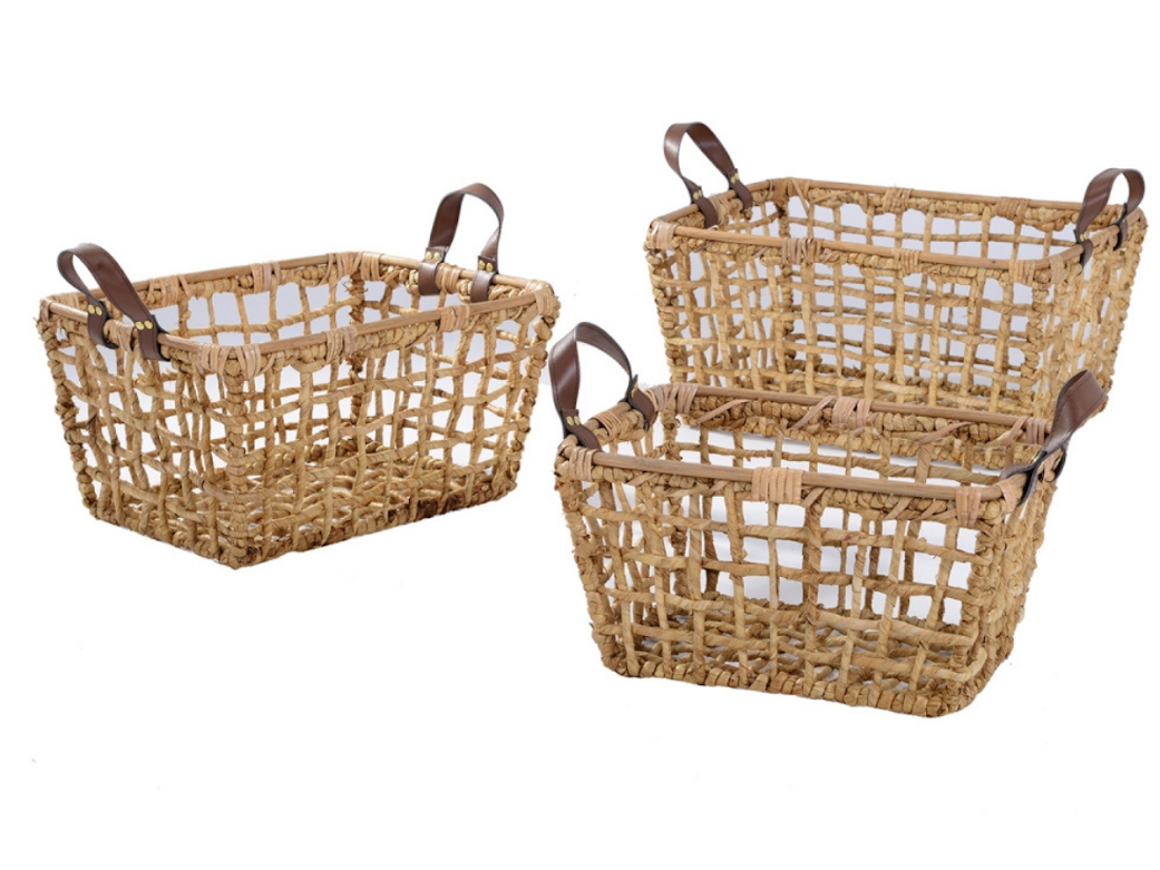 Ver imagem 3 de CESTO NATURAL FOLHA DE MILHO BEGE COM ALÇA:Bege