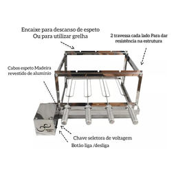 Gira Grill Churrasqueira 4 Espeto + Garra de Urso - 4