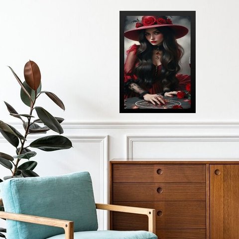 Quadro Umbanda Dama da Noite do Cabaré 33x24cm:moldura Preta