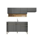 Ver imagem 2 de Cozinha Compacta Line 7 Portas 1 Gaveta MDF 150cm Cinza Gris Kit'S Paraná