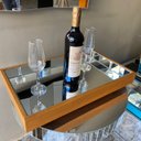Ver imagem 2 de Bandeja Decorativa Madeira com Espelho para Bebidas Taças Café Xícaras