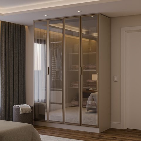 Guarda-roupa 4 Portas Reflecta 100% Mdf Orion CabeCasa MadeiraOriginals
