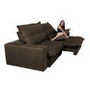 Ver imagem 3 de Sofa Retrátil e Reclinável 3,12m com Molas Ensacadas Cama Inbox Soft Tecido Suede Café