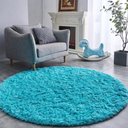 Ver imagem 1 de Tapete Sala Felpudo Peludo Turquesa Redondo 60 Cm