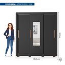 Ver imagem 3 de Guarda-Roupas 3 Portas 1 com Espelho 2 Gavetas e Pés Amanda Espresso Móveis Preto