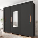 Ver imagem 1 de Guarda-Roupas 3 Portas 1 com Espelho 2 Gavetas e Pés Amanda Espresso Móveis Preto