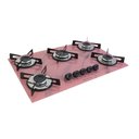 Ver imagem 1 de Cooktop Chamalar Bivolt Premium 5 Bocas Ultra Chama Vidro Temperado Marmorizado Rosa