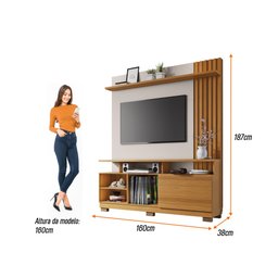Home Theater Estante P/ Tv até 55" Artheo Hb Móveis - Cinamono/off White - 2