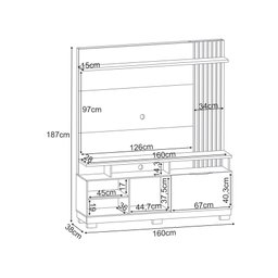 Home Theater Estante P/ Tv até 55" Artheo Hb Móveis - Cinamono/off White - 3