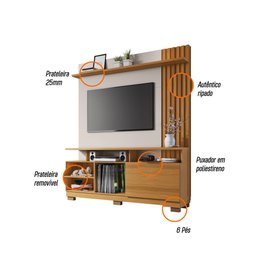 Home Theater Estante P/ Tv até 55" Artheo Hb Móveis - Cinamono/off White - 4
