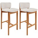 Ver imagem 1 de Kit 02 Banquetas Alta para Cozinha Sala de Jantar Bar Dara L02 Linho Cru - Lyam Decor
