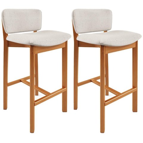 Kit 02 Banquetas Alta para Cozinha Sala de Jantar Bar Dara L02 Linho Cru - Lyam Decor