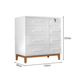 Cômoda para Quarto 8 Gavetas Detroit Branco - 3