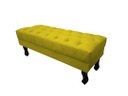 Ver imagem 1 de Recamier Baú Luis Xv Capitonê Retrô 100 cm Couro Amarelo Ms Decor