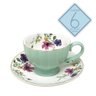 Jogo 6 Xícaras de Café 100ml C/ Pires Verde Floral Cerâmica Premium Luxo Café Cozinha Louças 12pçs - 6