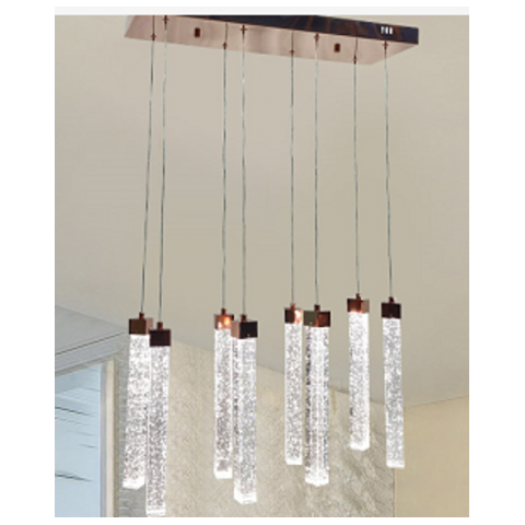 Pendente Empire Rose Gold Cristal 8 Tubos Led 40W 30cm Bivolt PARIS LUZ