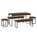 Ver imagem 1 de Mesa de Jantar com 2 Bancos e 2 Banquetas Industrial Tub Carvalho Dark / Est.preta