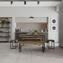 Ver imagem 3 de Mesa de Jantar com 2 Bancos e 2 Banquetas Industrial Tub Carvalho Dark / Est.preta