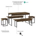 Ver imagem 5 de Mesa de Jantar com 2 Bancos e 2 Banquetas Industrial Tub Carvalho Dark / Est.preta