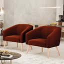 Ver imagem 2 de Kit 2 Poltronas Stella Bouclê Pés Palito Natural - D'Rossi Terra