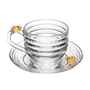 Xícarasde Chá com Pires Little Bee Abelha Colmeia Mel Cristal Ecológico 200ml Lyor