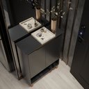 Ver imagem 2 de Sapateira E Aparador Para Hall De Entrada Com Portas E Nicho:Preto