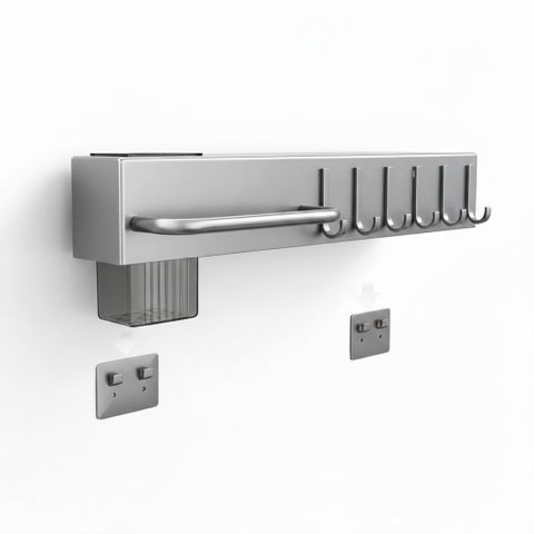 Suporte Organizador Cozinha Parede Aço Inox 6 Ganchos Porta Facas Utensílios Cinza