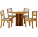 Ver imagem 2 de Mesa Redonda Mdf sem Vidro 1,08m 4 Cadeiras Flora Leifer