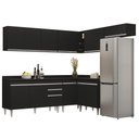 Ver imagem 1 de Armário de Cozinha Modulado de Canto 7 Peças Cp23 Balcão com Tampo Preto - Lumil