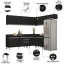 Ver mais imagens de Armário de Cozinha Modulado de Canto 7 Peças Cp23 Balcão com Tampo Preto - Lumil